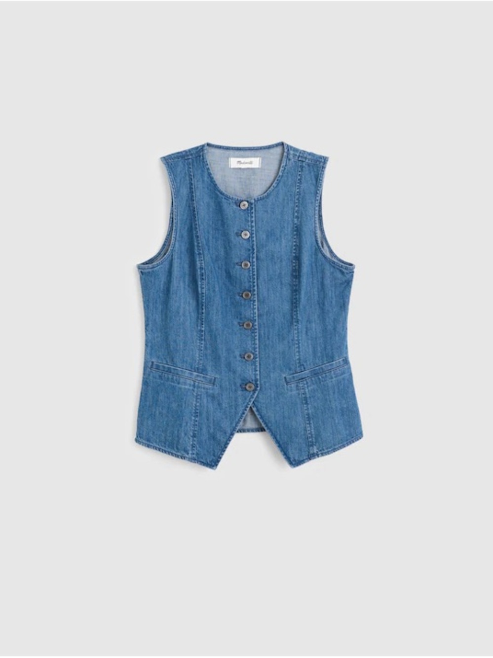 NWT Madewell Denim Crewneck Cutaway Vest Top